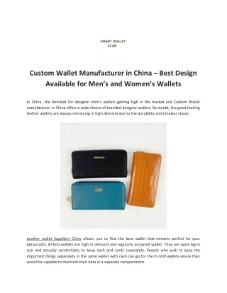 Custom Wallet Manufacturer in China – Best Design Available for Men’s and Women’s Wallets