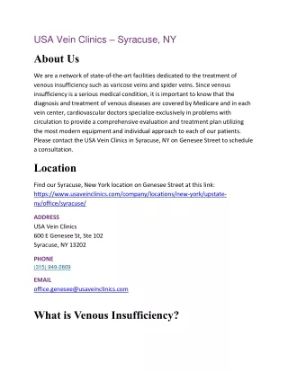 USA Vein Clinics – Syracuse, NY