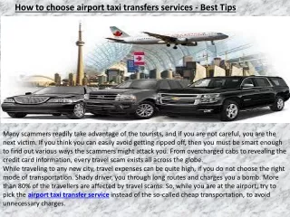 How to choose airport taxi transfers services - Best Tips