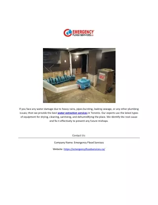 Water Extraction Toronto | emergencyfloodservices.ca