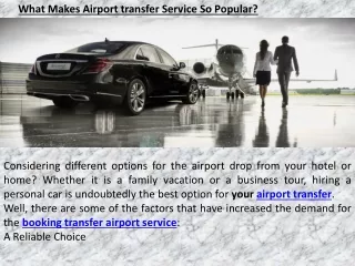 What Makes Airport transfer Service So Popular?