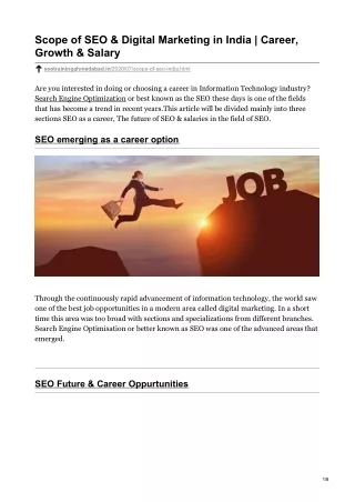 Scope of SEO & Digital Marketing in India