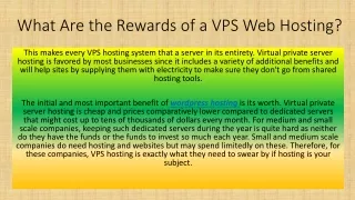 what are the rewards of a vps web hosting