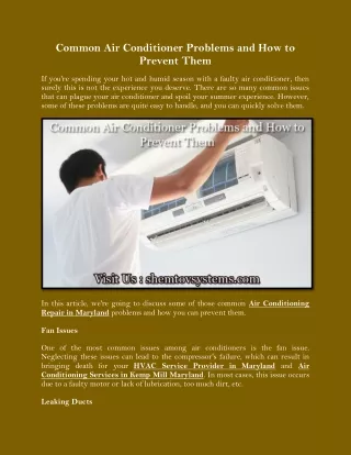common air conditioner problems