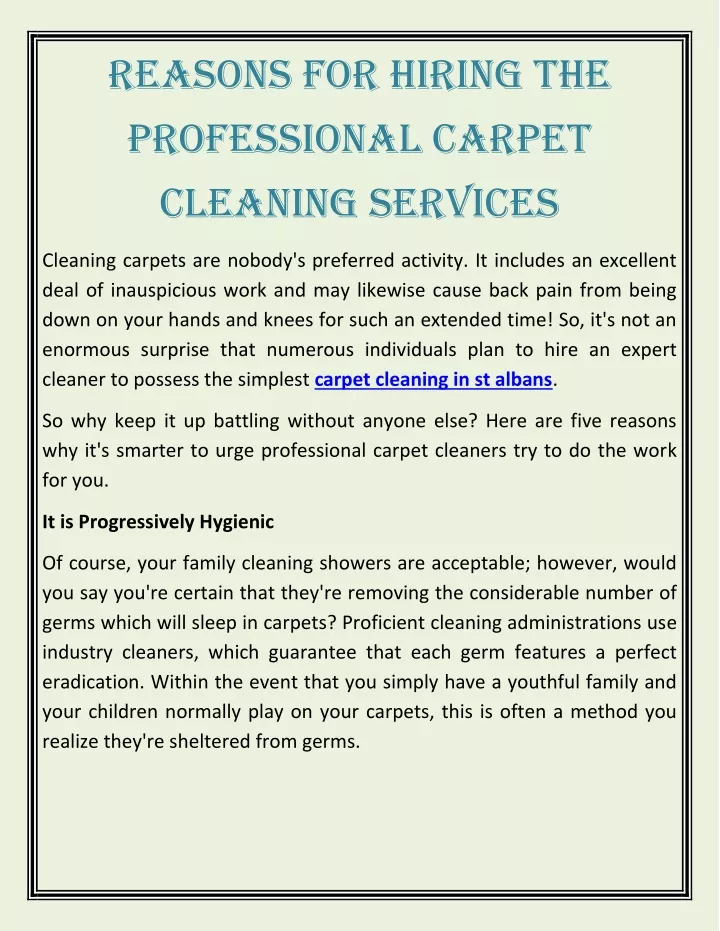 reasons for hiring the professional carpet