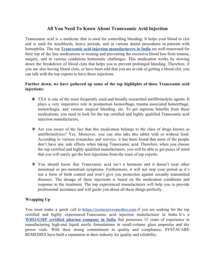 all you need to know about tranexamic acid