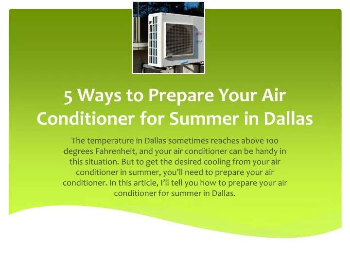 5 ways to prepare your air conditioner for summer in dallas