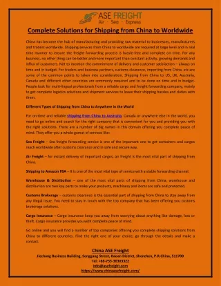 complete solutions for shipping from china