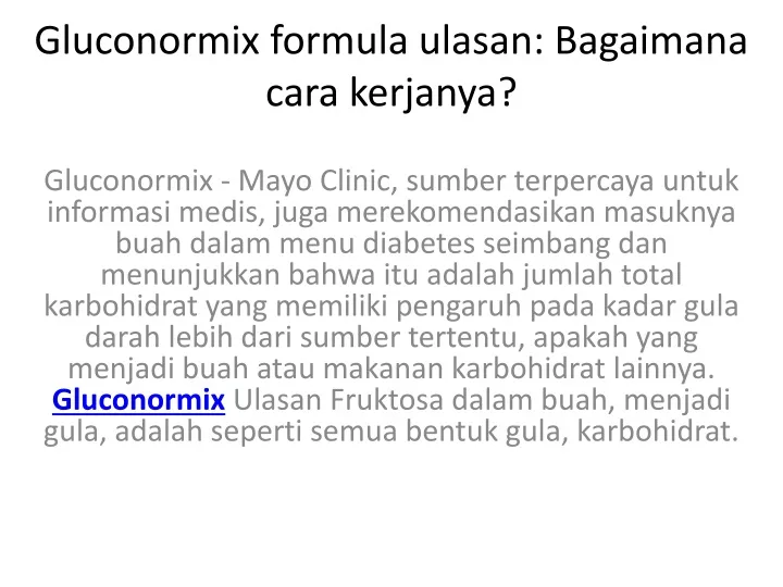 gluconormix formula ulasan bagaimana cara kerjanya