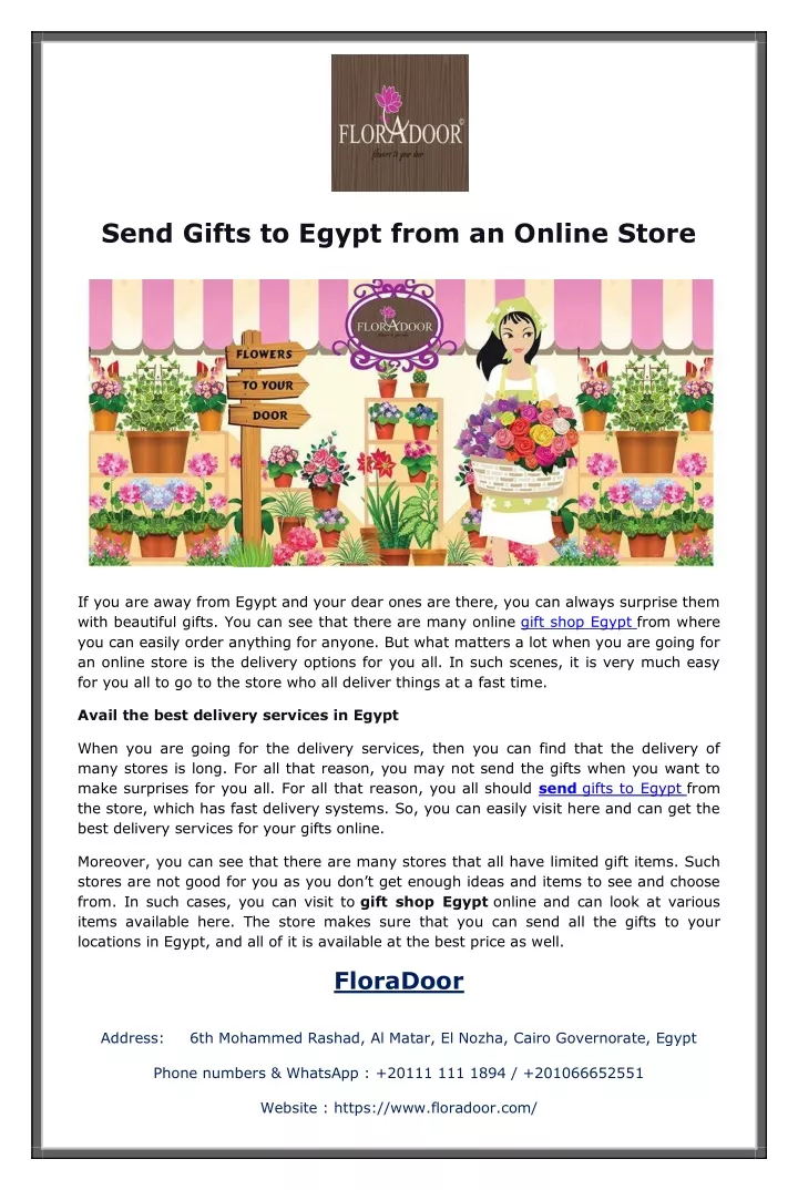 send gifts to egypt from an online store