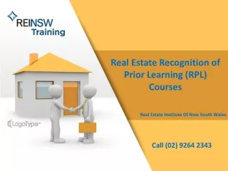 Real Estate Recognition of Prior Learning (RPL) Courses