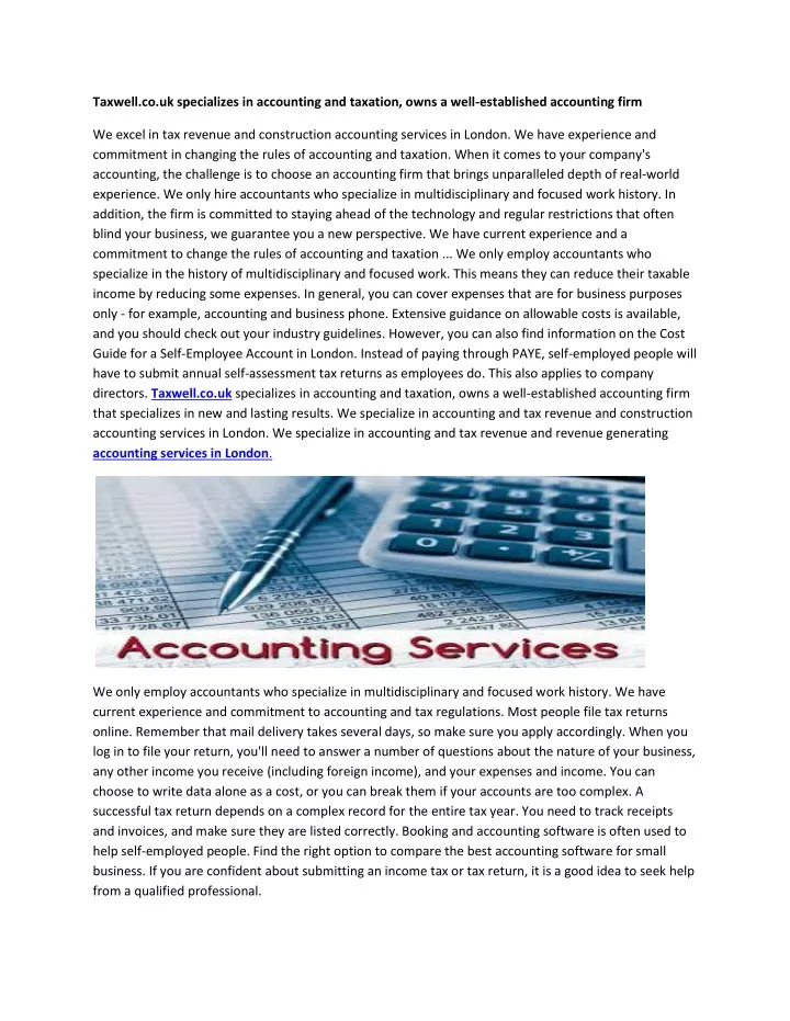 taxwell co uk specializes in accounting