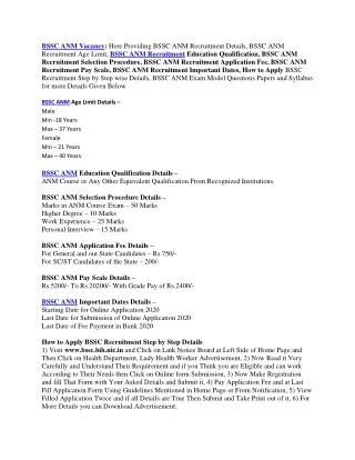 bssc anm vacancy here providing bssc