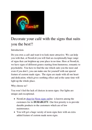 Decorate your café with the signs that suits you the best!!