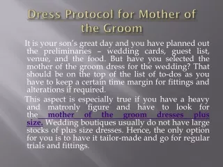 dress protocol for mother of the groom