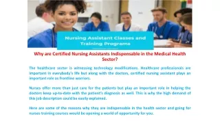 Why are Certified Nursing Assistants Indispensable in the Medical Health Sector?