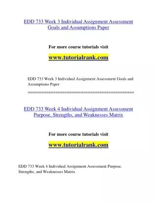 EDD 733 Experience Tradition- tutorialrank.com