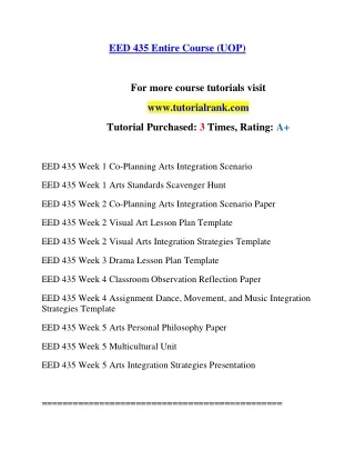 EED 435 Experience Tradition- tutorialrank.com