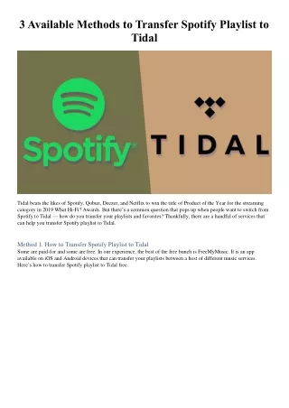 3 Methods to Transfer Spotify Playlist to Tidal