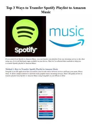 Top 3 Methods to Transfer Spotify Playlist to Amazon Music