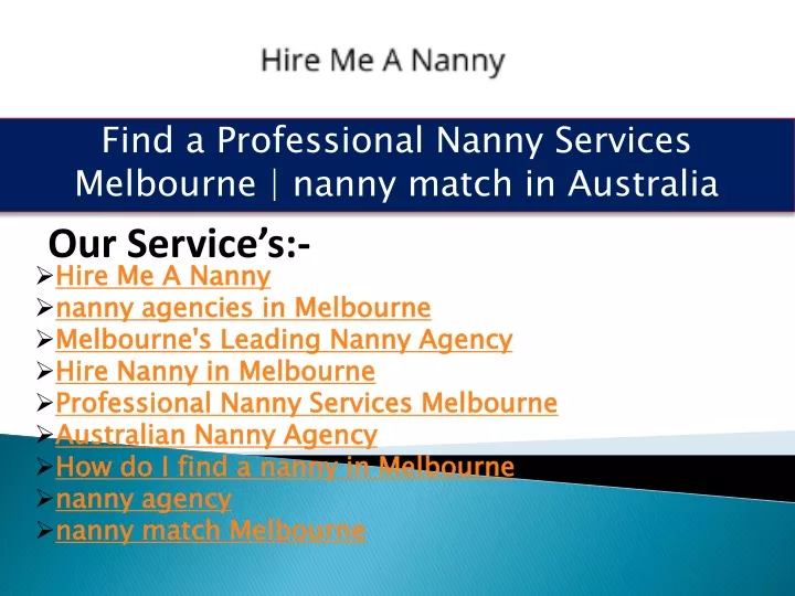 find a professional nanny services melbourne