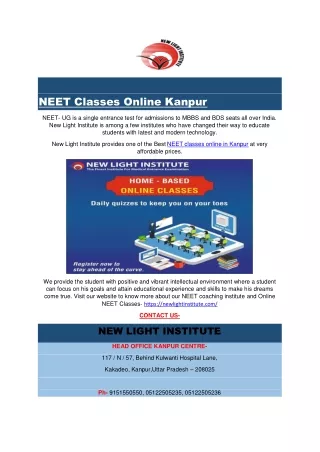 NEET classes online kanpur