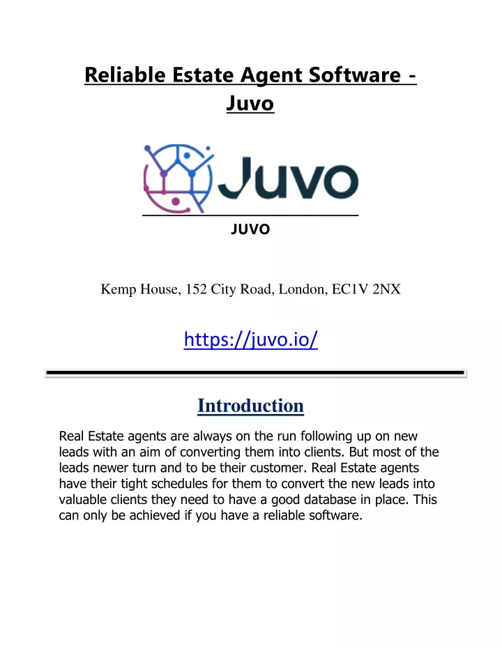reliable estate agent software juvo