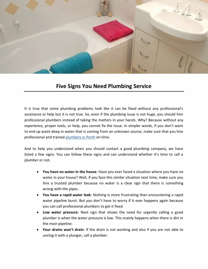 five signs you need plumbing service