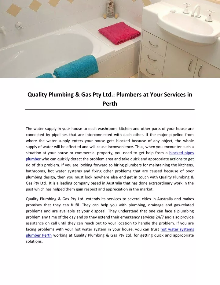 quality plumbing gas pty ltd plumbers at your
