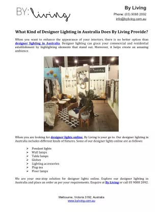 What Kind of Designer Lighting in Australia Does By Living Provide?