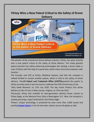 Flirtey Wins a New Patent Critical to the Safety of Drone Delivery