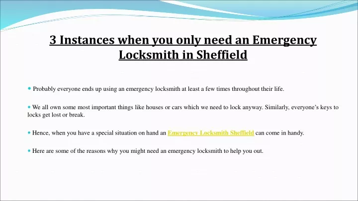3 instances when you only need an emergency locksmith in sheffield