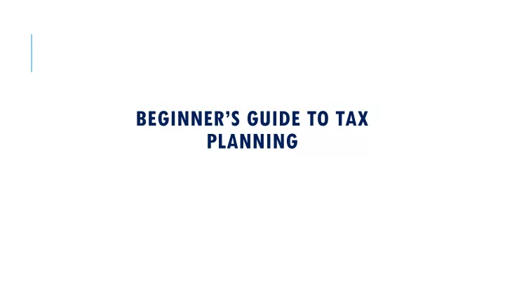 beginner s guide to tax planning