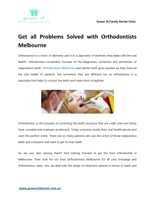 Get all Problems Solved with Orthodontists Melbourne