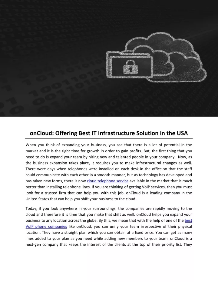oncloud offering best it infrastructure solution