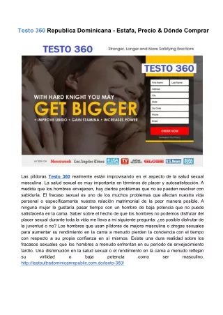Testo 360 Mexico Opiniones, Pastillas Costo & Dónde Comprar