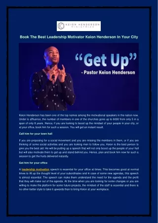 Book The Best Leadership Motivator Keion Henderson In Your City