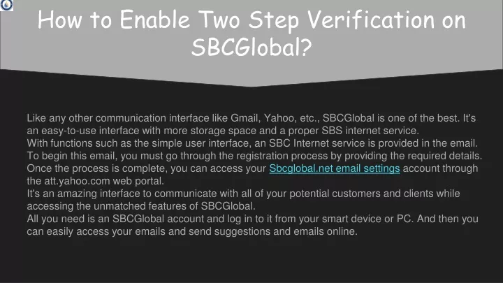 how to enable two step verification on sbcglobal