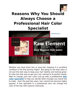 Reasons Why You Should Always Choose a Professional Hair Color Specialist