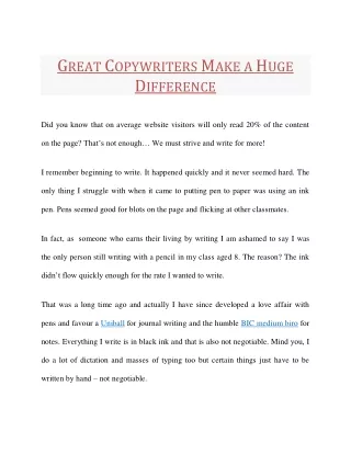 Great Copywriters Make a Huge Difference
