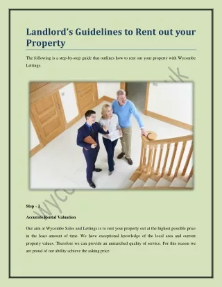 Landlord’s Guidelines to Rent out your Property