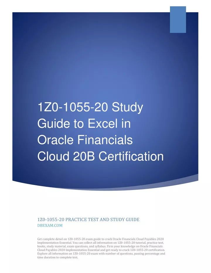 1z0 1055 20 study guide to excel in oracle