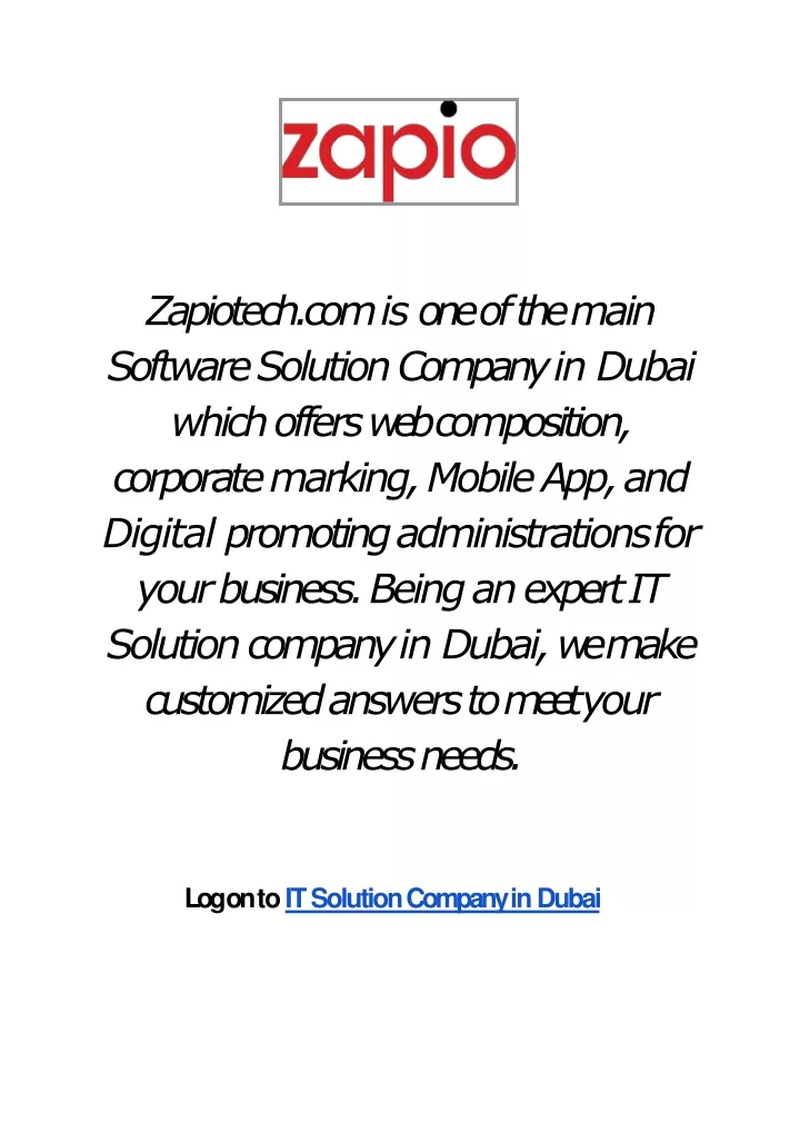 zapiotech com is one of the main software