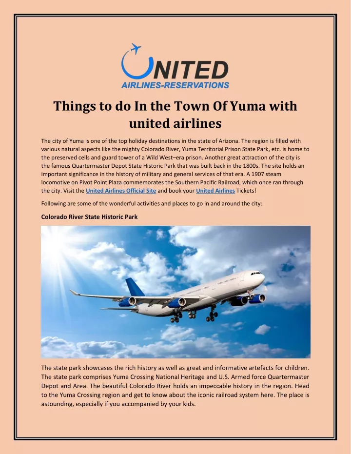 things to do in the town of yuma with united