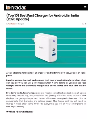 Best Fast Charger for Android in India (2020 Update)