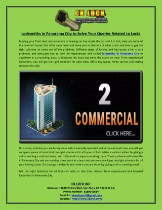 locksmiths in panorama city to solve your queries