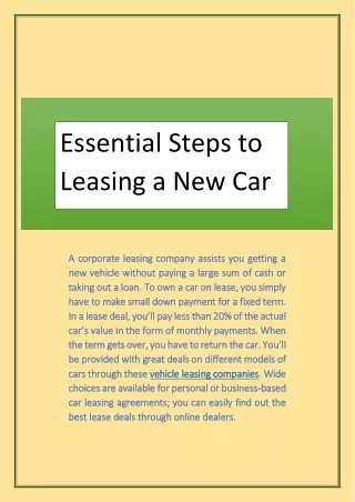 essential steps to leasing a new car