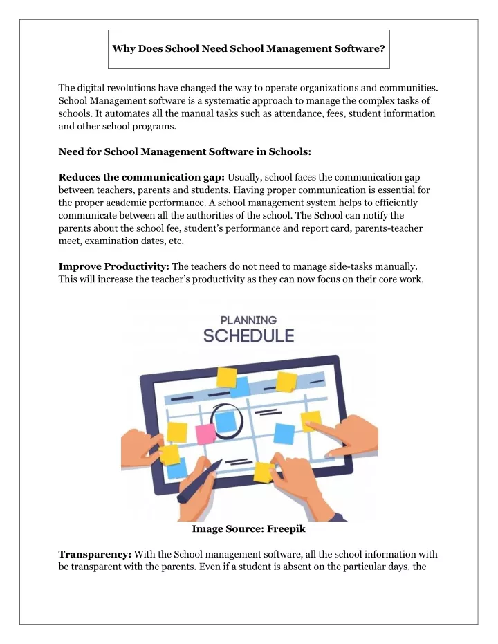 why does school need school management software