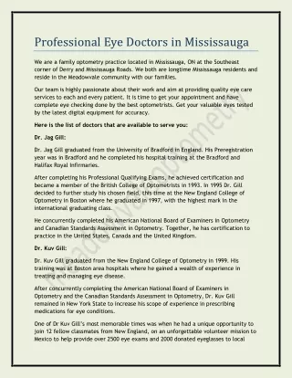 professional eye doctors in mississauga