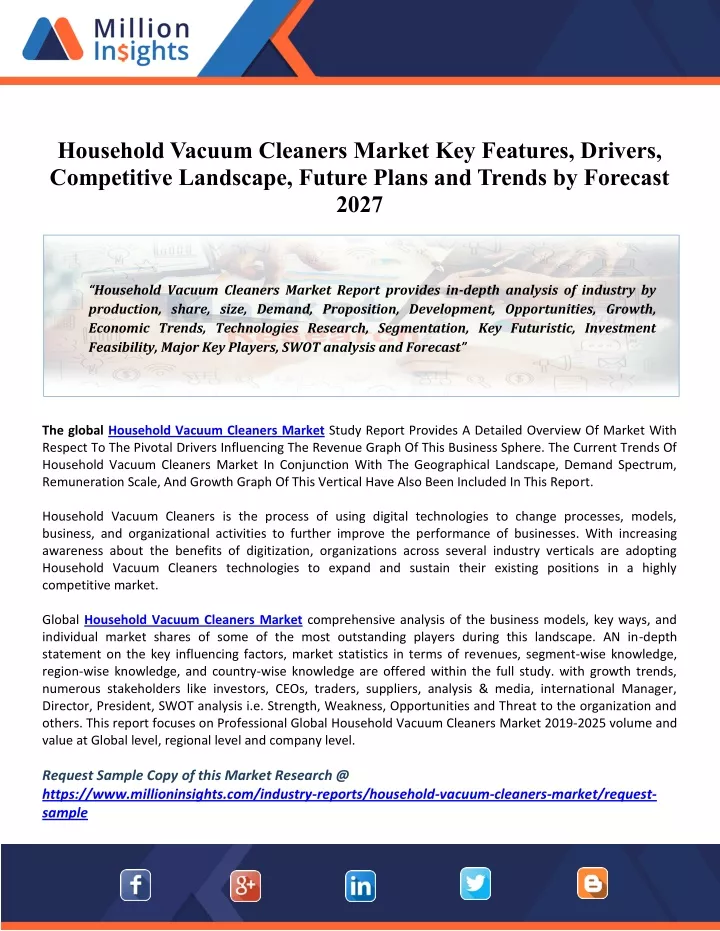 household vacuum cleaners market key features